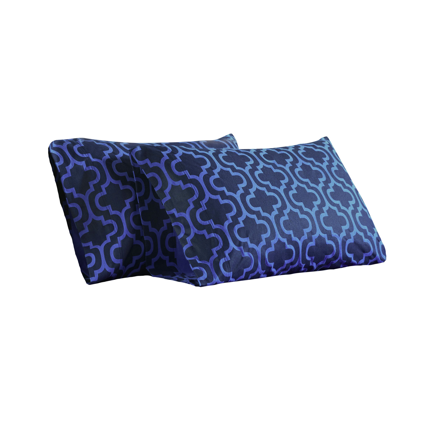 Cotton Flannel Pillowcase, Standard, Navy Blue Trellis