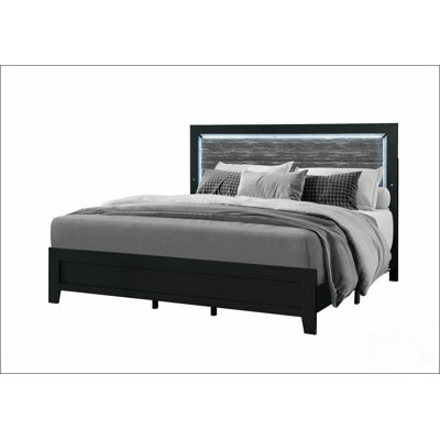 Black Queen Bed Sturdy and durable, modern and simple, environmentally friendly materials, easy to install With Led