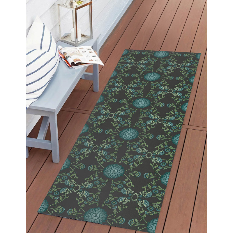 Aria Soft Step Outdoor Area Rug, Charcoal, Runner 8' x 2'6"