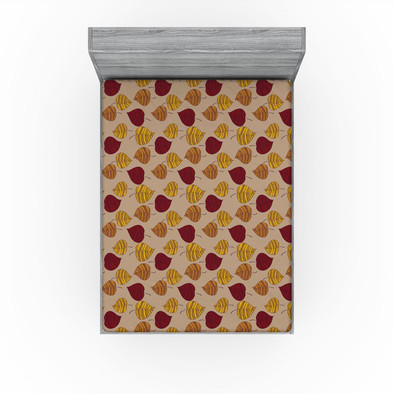 Drap-housse Ambesonne, Cacao, moutarde, rubis / floral, Drap-housse de taille très grand