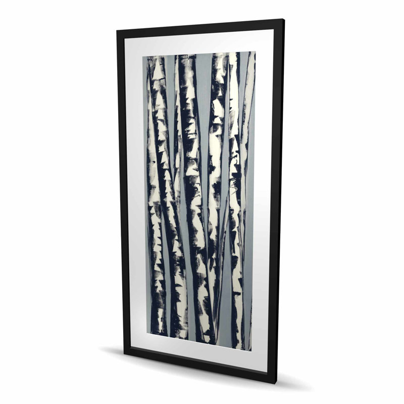 «Abstract Birch Forest - Botanical Contemporary», reproduction encadrée, H 48 po x l 24 po, Noir