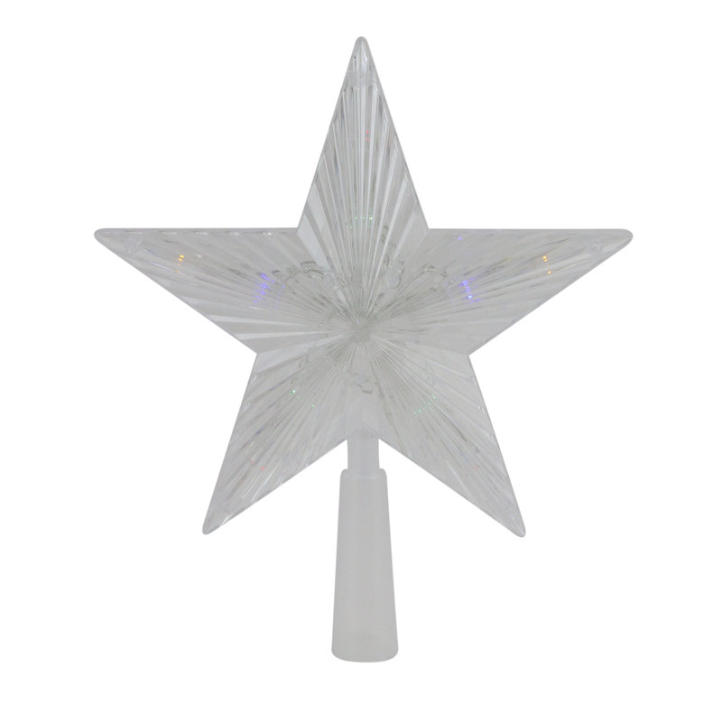 Décoration pour sommet de sapin en forme d'étoile de cristal 8 po - lumières DEL multicolores, Vert/rouge