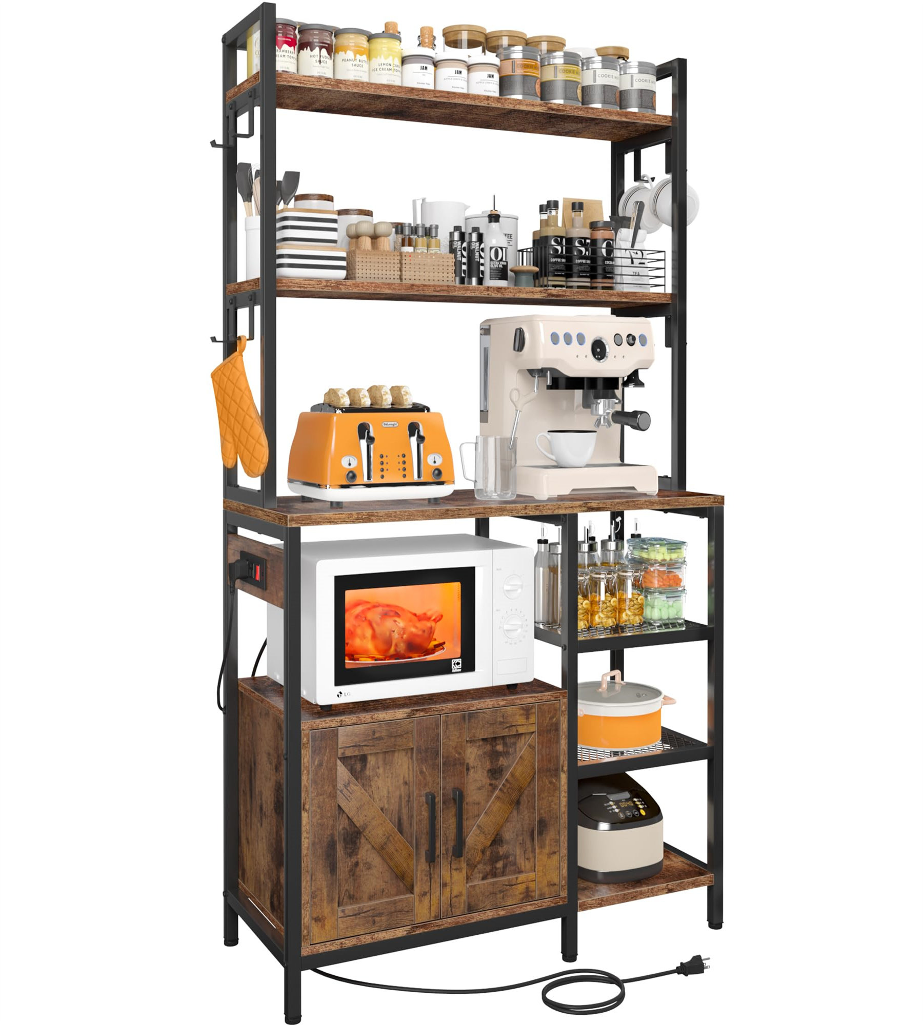 17 Stories Furness 30'' Baker's Rack with Microwave Compatibility | Wayfair