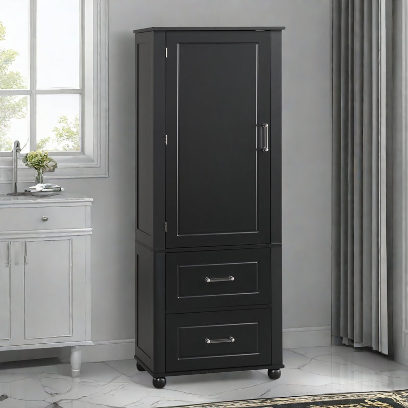 Cobham Cobham With Two Drawers, Adjustable Open Shelves And Acrylic Handles, Black