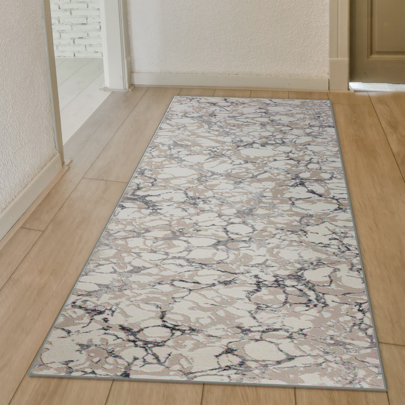 Chardarius 1240 Transitional Marbled Gray Area Rug, Runner 2'2" x 7'7"