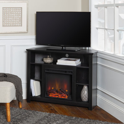 Kneeland 44" Corner TV Stand with Electric Fireplace Included
