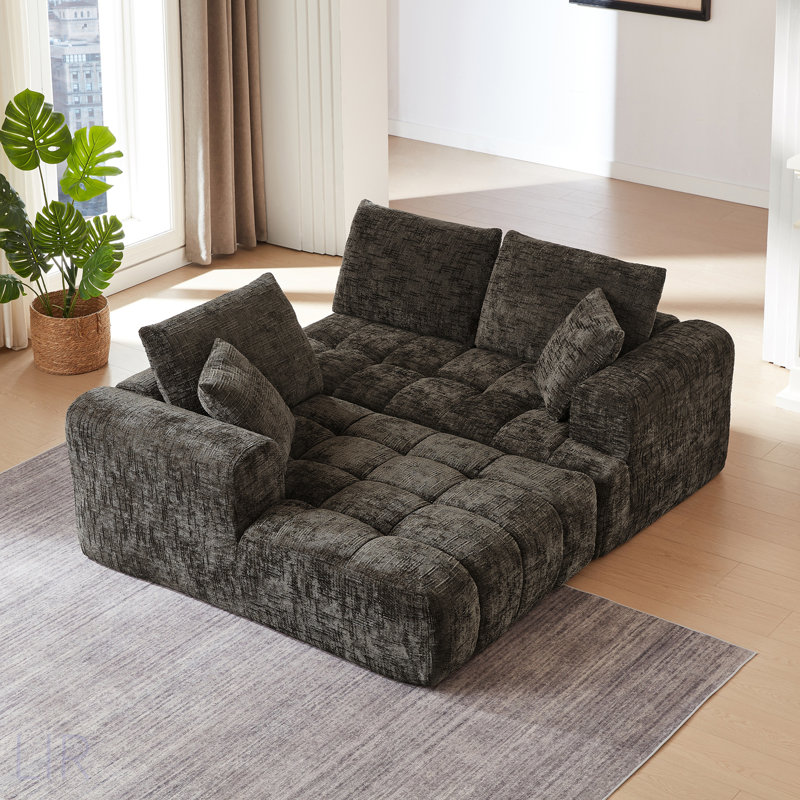 Chenille L-Shape Luxury Sectional Oversized Sofa, Minimalist Design, Comfy Sleeper Couch For Living Room, Apartment & Reception Spaces, No Assembly Required