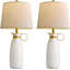Lampe de table en céramique de 27 po pour chambre à coucher et salon, lampe de table de chevet style rustique bohème rustique moderne, décor de bureau de bureau à domicile, blanc