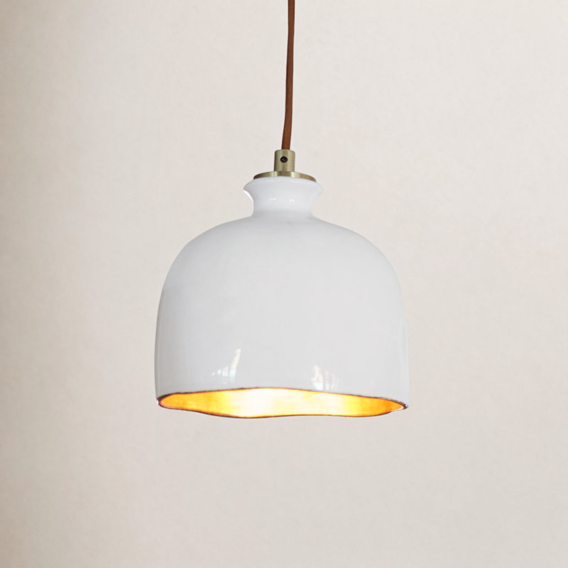 Bianca Ceramic Pendant (Gloss White and Gold)