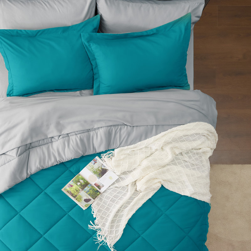 Best Seller Bedsure Comforter Set Reversible Bedding for All Seasons-89GSM, Slate Blue