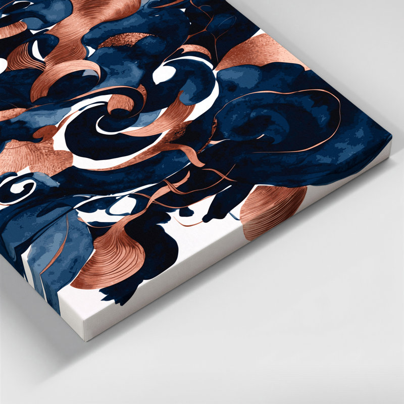 Art mural abstrait aquarelle sur toile bleue, H 14 po x l 11 po