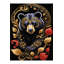 Tapis décoratif moderne noir à motif d'ours et de fleurs-669417540