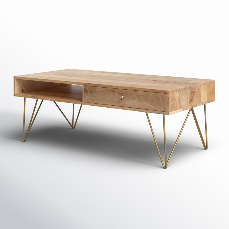 Resch Solid Wood Top Single Coffee Table, Natural, Natural