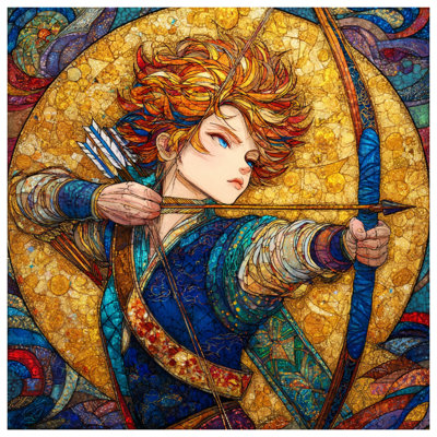 Stained Glass Archer Wall Tapestry - Fantasy Wall Decor