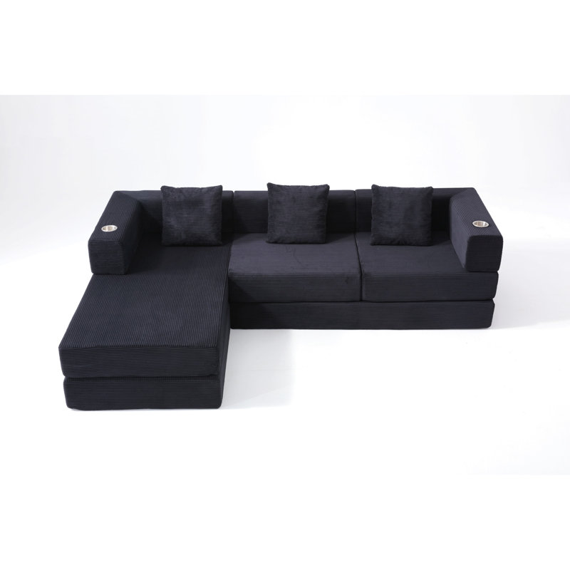 Canapé d'angle modulaire de 274 cm avec méridienne en L, canapé infonuagique sans os avec assise profonde