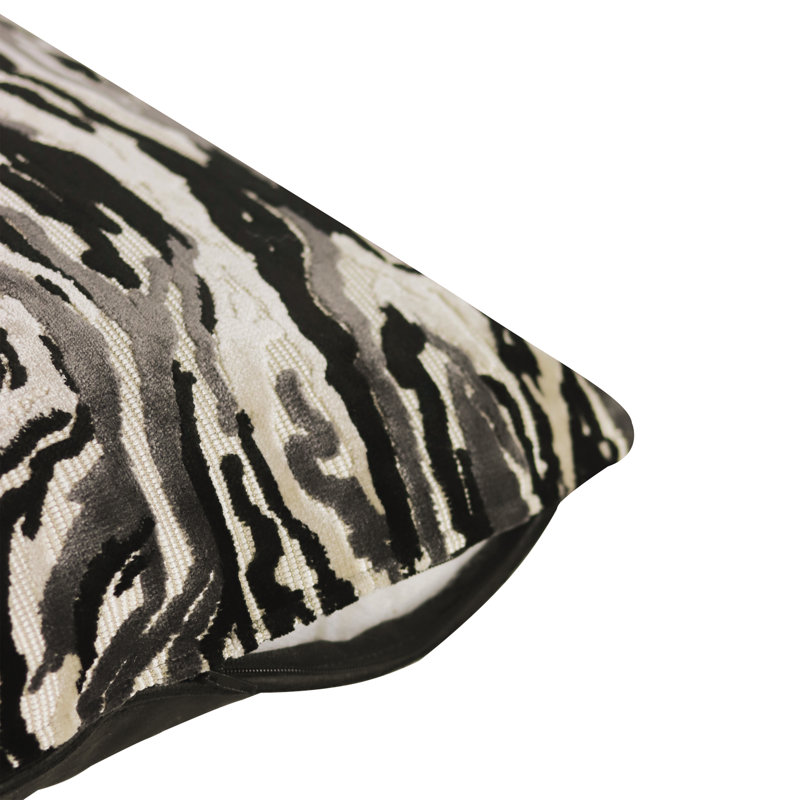 Housse de coussin Sky Velvets, Ivoire / gris / noir