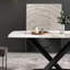 Table de salle à manger 63 po en pierre frittée 63 po - panneau blanc, pieds en métal noir, surface chauffante blanc, 6 pi, zéro