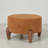 Terracotta Boucle Upholstered Ottoman with Tapered Mango Wood Legs