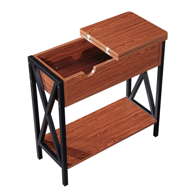 24" Flip Top End Table with Storage Small Side Table Accent Table