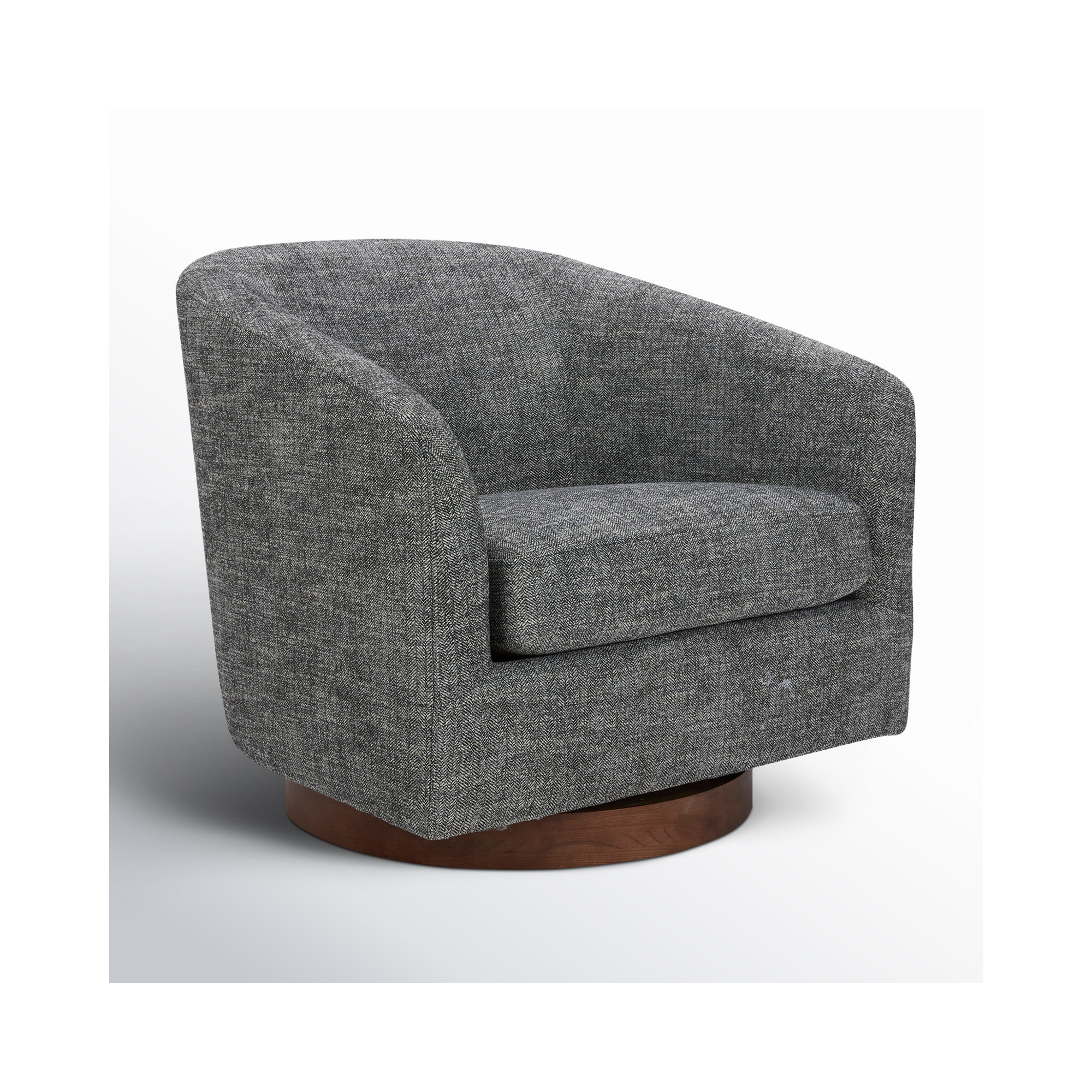 Bennett Upholstered Swivel Barrel Chair (Set of 2), Dark Gary Tweed