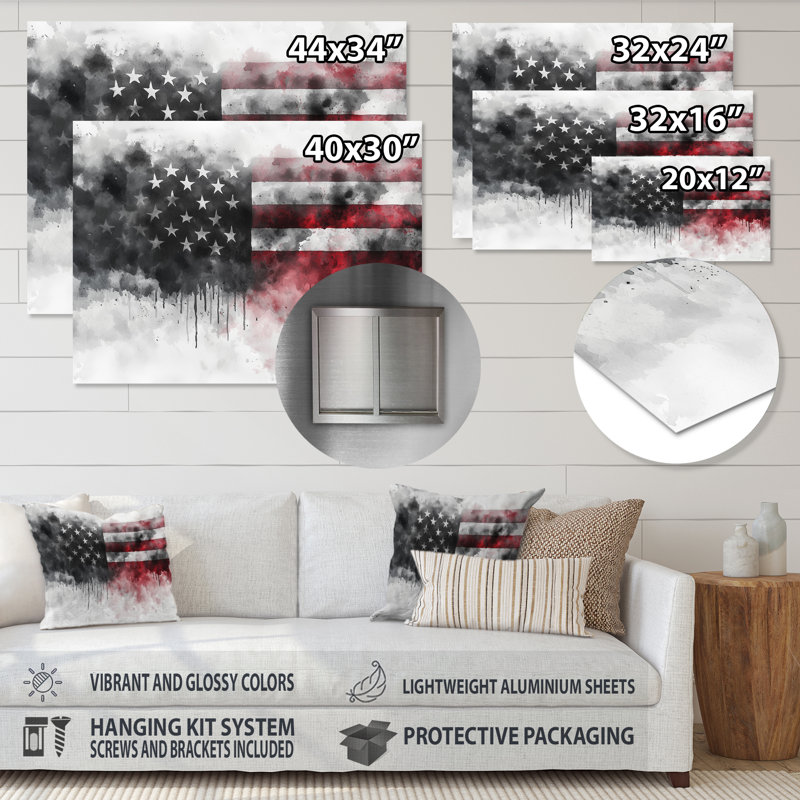 «Patriot Us Flag Memories III - USA», impression sur métal, H 28 po x l 60 po