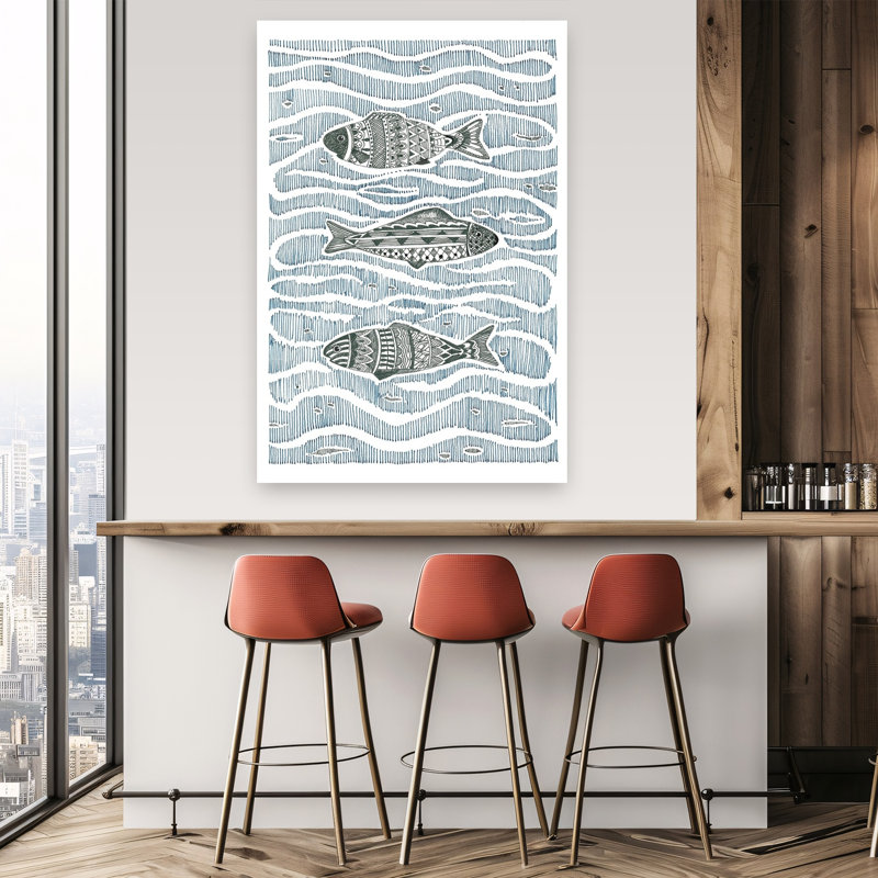 «In The Swim», reproduction d'art mural abstrait, serein et contemporain, 60" H x 40" W