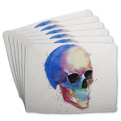 Watercolor Skull Braided Polyester Boltwood Set of 6