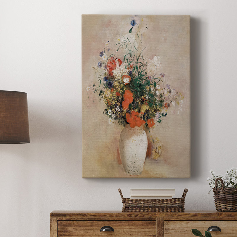 Motif floral rétro CCGVVII - Cavas enveloppés de galerie, H 27 po x l 18 po