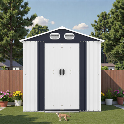 8x6 FT Outdoor Storage Shed, Metal Tool shed & Outdoor Storage with Lockable Doors & Air Vents, for Backyard Garden Patio