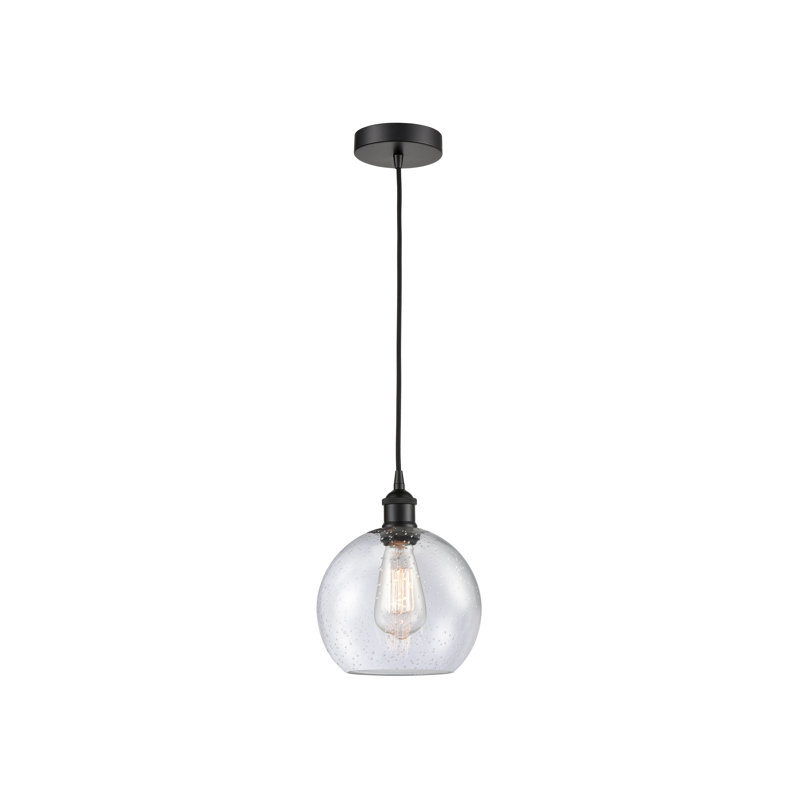 Luminaire sphère suspendu à 1 lumière Ralph, Noir mat, Transparent, H 12,75 po x l 10 po x P 10 po