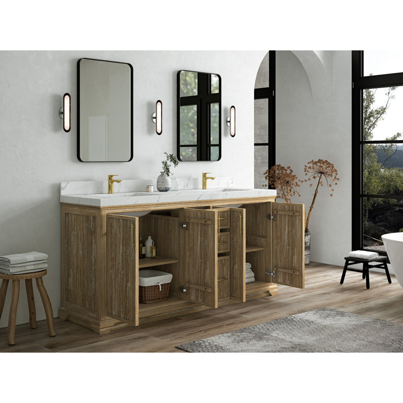 Ensemble de meuble-lavabo double 72 po Emuel, Blanc