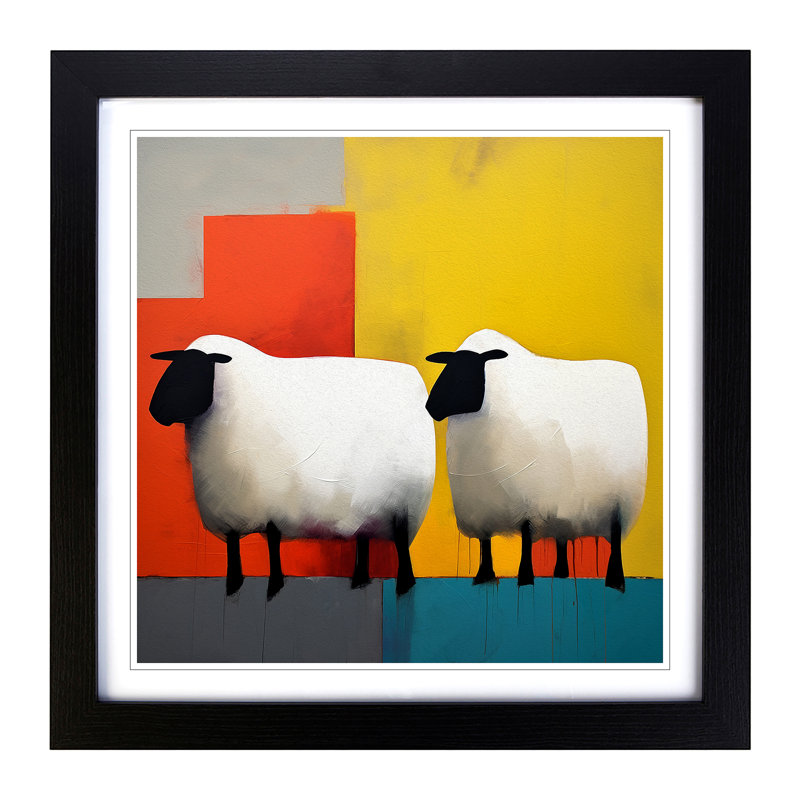 Sheep Suprematism No.1 - Framed Print, Black