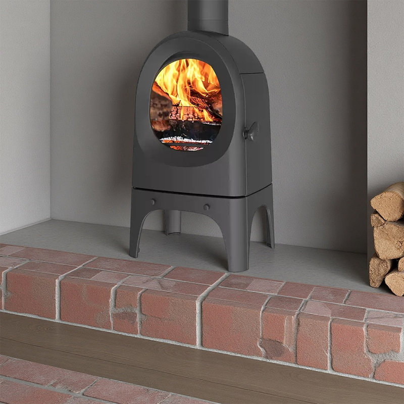 Curved household metal and wood stove