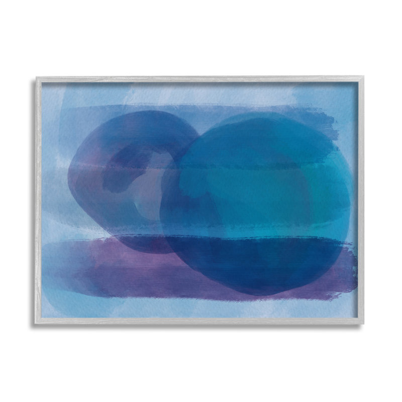 «Serene Blue Brushstrokes Abstract Circle Shapes XXL» par Amy Brinkman, L 20 po x H 16 po, Estampe numérique Farmhouse