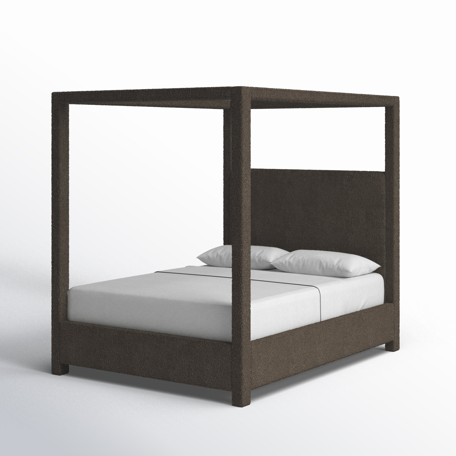 Eucalyptus Canopy Bed, Queen, Brown Boucle Fabric