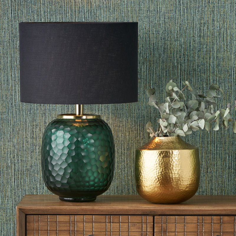 Lino Self Lined Linen Drum Shade, 32cm H x 50cm W x 50cm D, Black