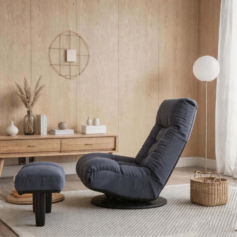 Fauteuil inclinable simple, H 35,8 po x l 22,8 po x P 65 po, Tissu bleu marine / noir