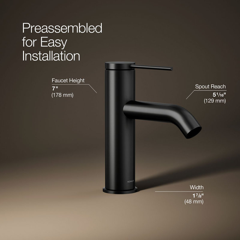 Components Single-Handle Bathroom Sink Faucet, Matte Black