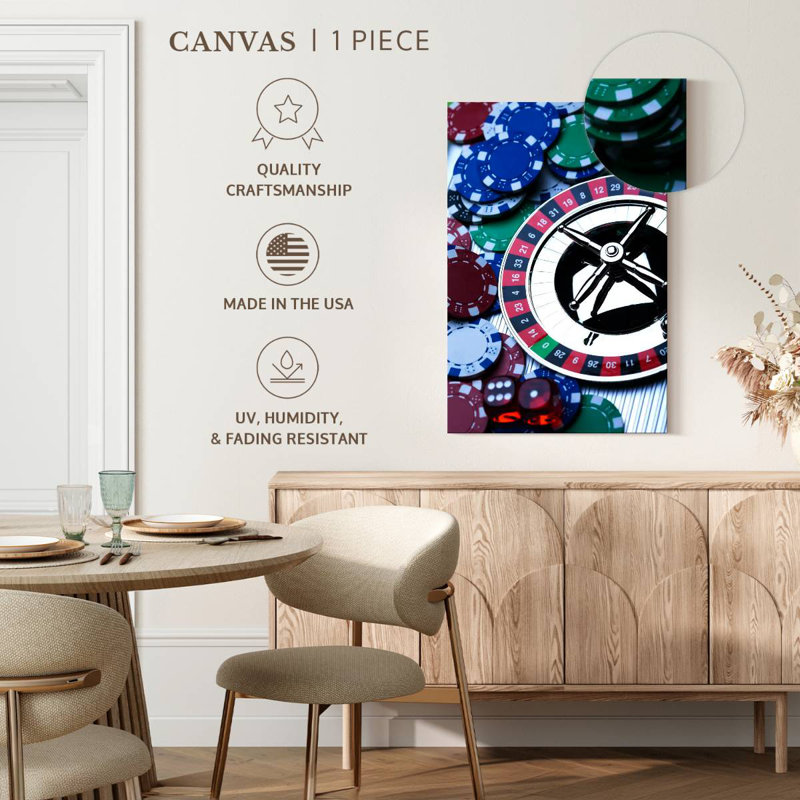 Senne Roulette Wheel And Chips, 30" H x 20" W