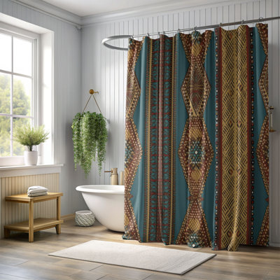Rideau de douche Boho Zigzag - Premium