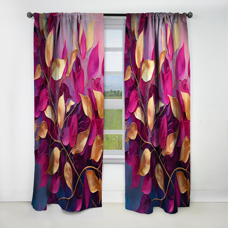 Guffey - Rideau à feuilles - Rideau occultant à motif floral - 1 panneau, L 52 po x L 95 po