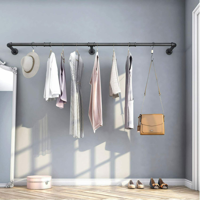 Kusilvak 70.8'' Metal Industrial Pipe Clothing Rack