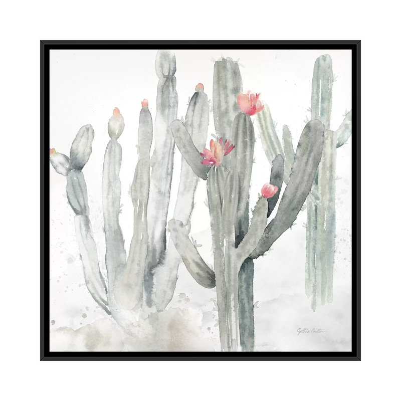 «Cactus Garden Grey Blush II» par Cynthia Coulter, impression sur toile tendue, H 18 po x l 18 po x P 1,5 po, Blanc