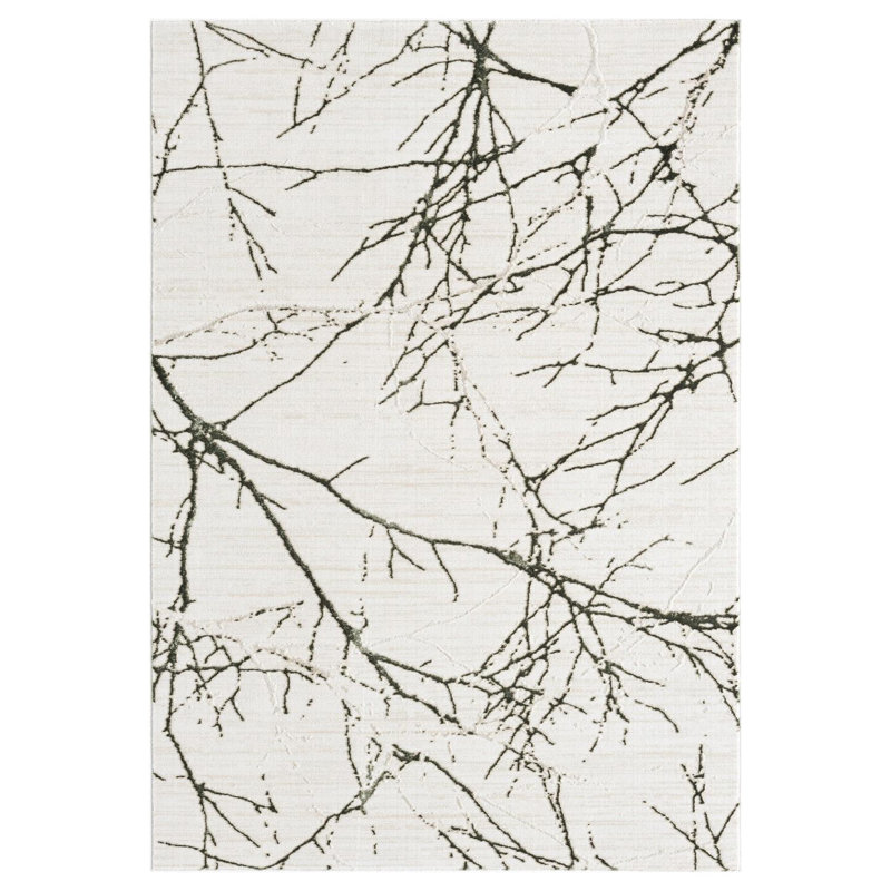 Tapis moderne moderne à motif abstrait, Vert, Rectangle 6'7" x 8'11"