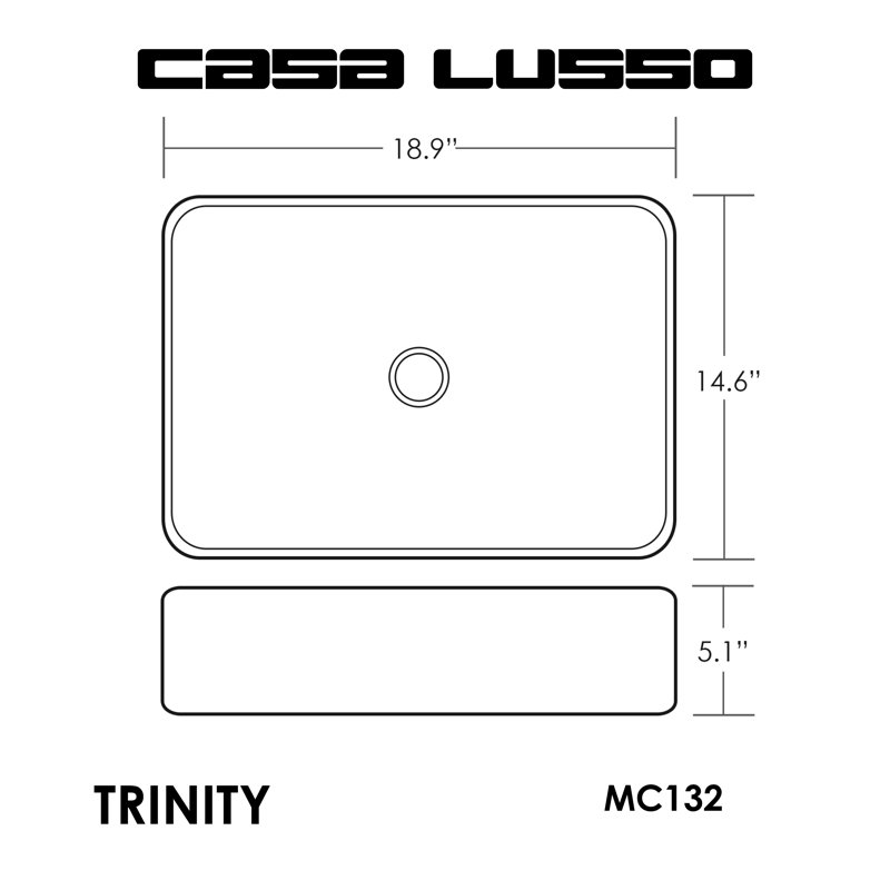 Lavabo de salle de bain vasque rectangulaire en céramique Cielo