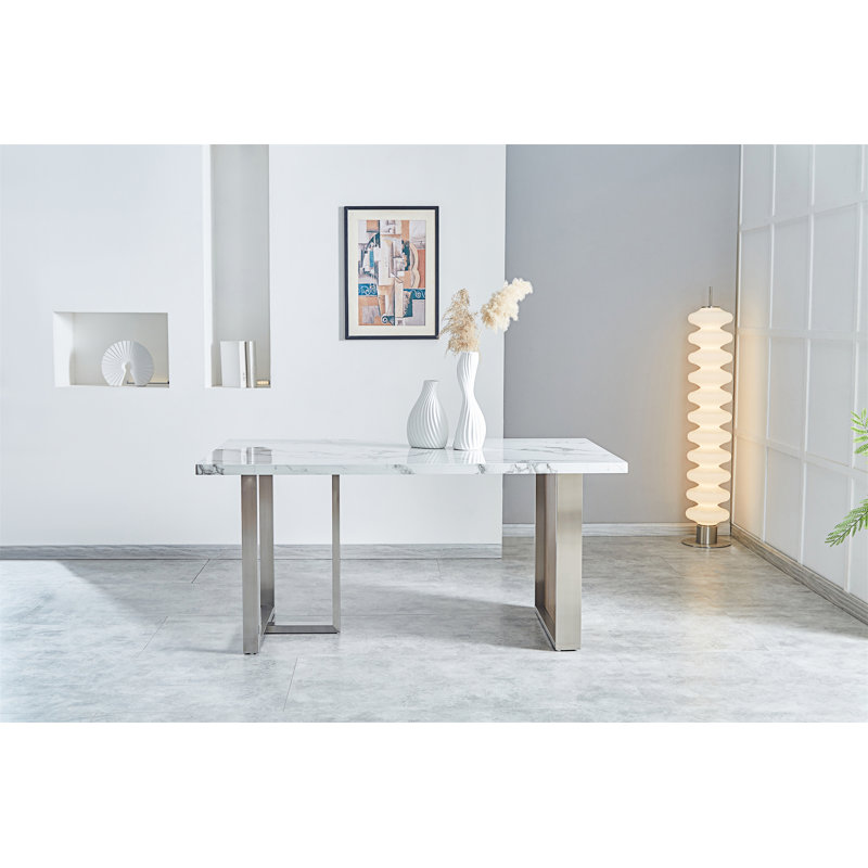 Table de salle à manger Elegant Luxurious Imitation Marble MDF for 6 or 8
