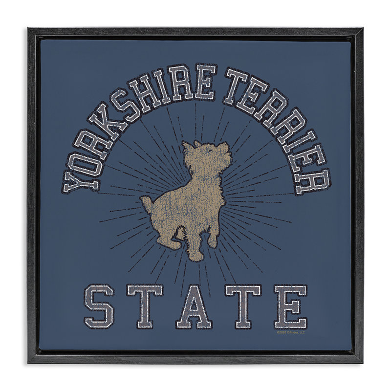 "Yorkshire Terrier State", art mural sur toile par Spirit Animals / Life Is High, Cadre flottant noir de jais