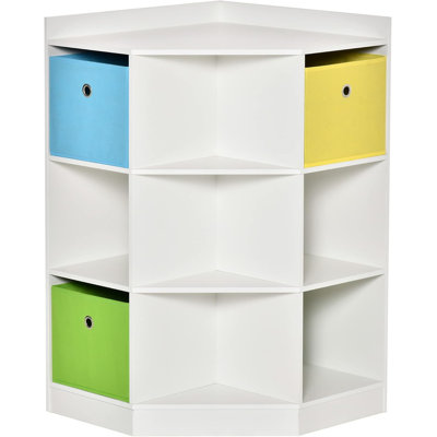 Armoire avec rangement pour jouets, bibliothèque avec 3 paniers