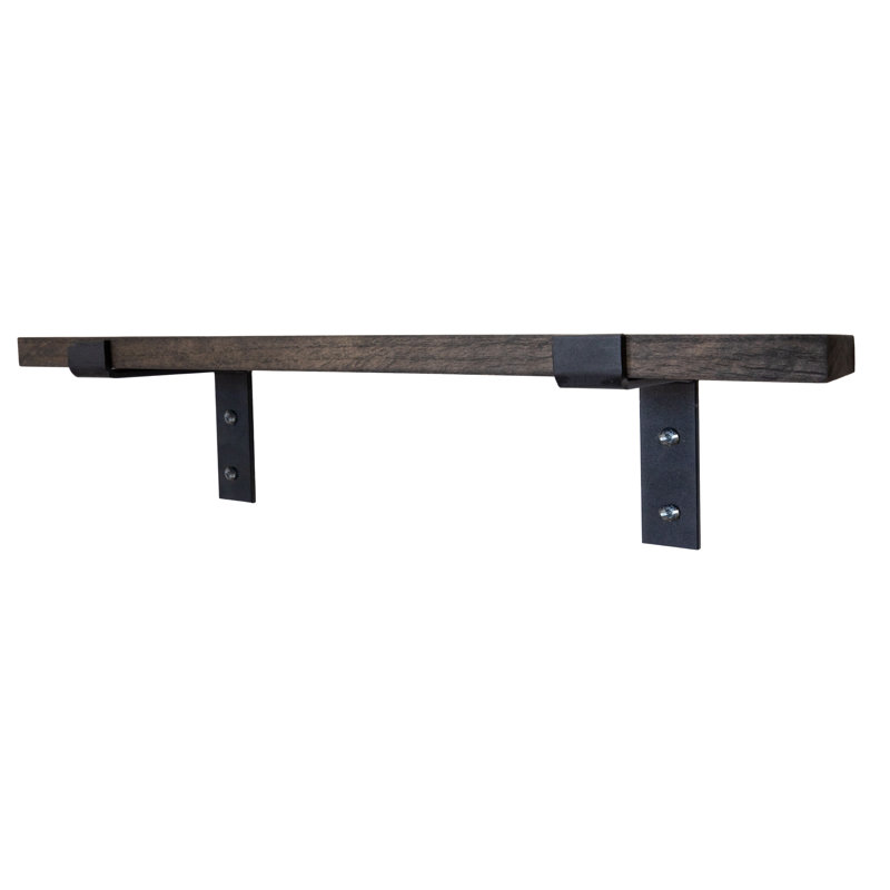 Rayne Metal Bracket Oak Shelf, Ebony, 1" H x 13" W x 8" D