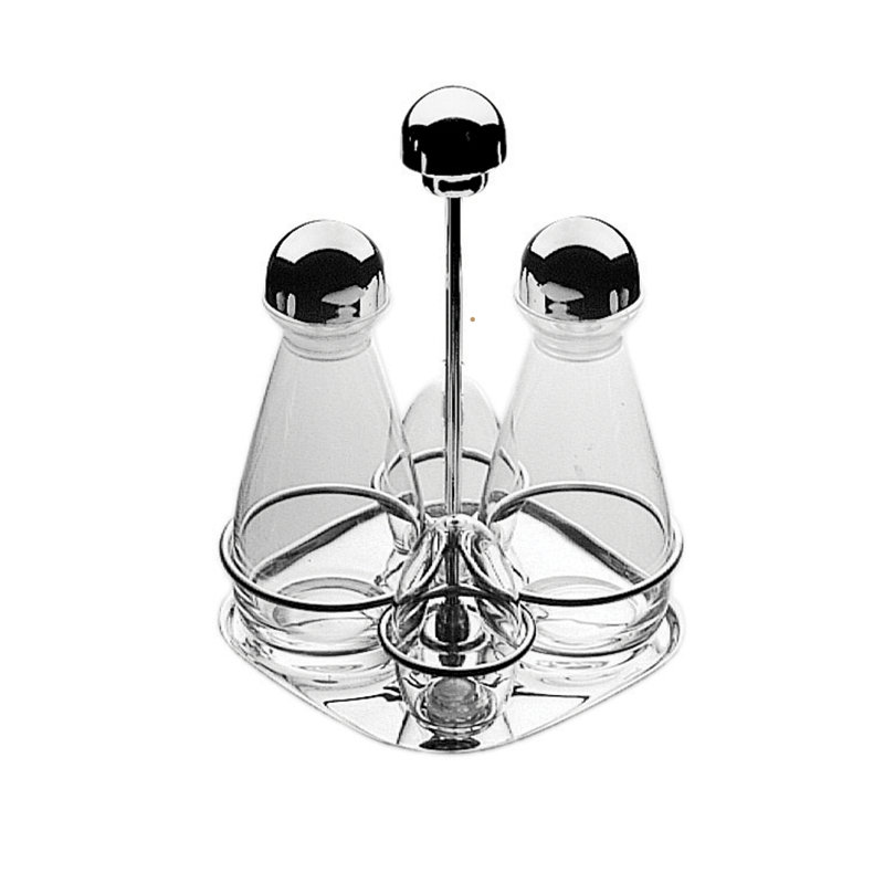 Giotto Stainless Stee Cruet and Salt Cellar Set with 4 Compartments